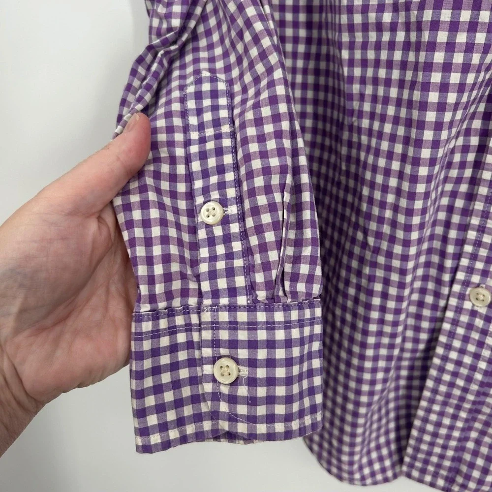Ralph Lauren Kids Purple Gingham Check Button Down Long Sleeve Shirt L 14-16